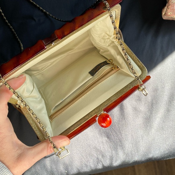 Vintage 40-50s crocodile or alligator with Bakelite closer on top - Picture 3 of 8